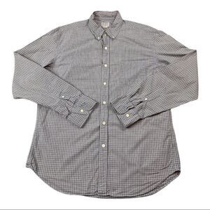 J. Crew Shirt Mens Large Size L‎ Brown Blue Plaid Long Sleeve Button Down